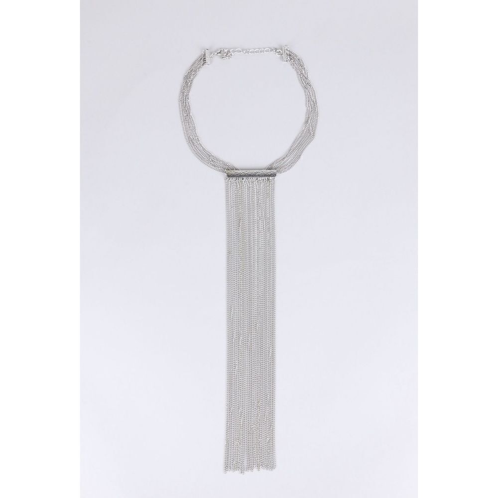 Silver Tassel Fringe Statement Necklace